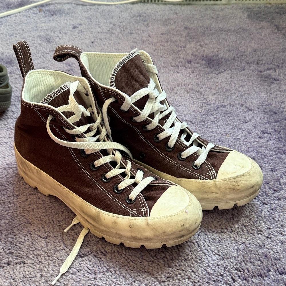 Converse High-Top Canvas Sneakers in Brown
